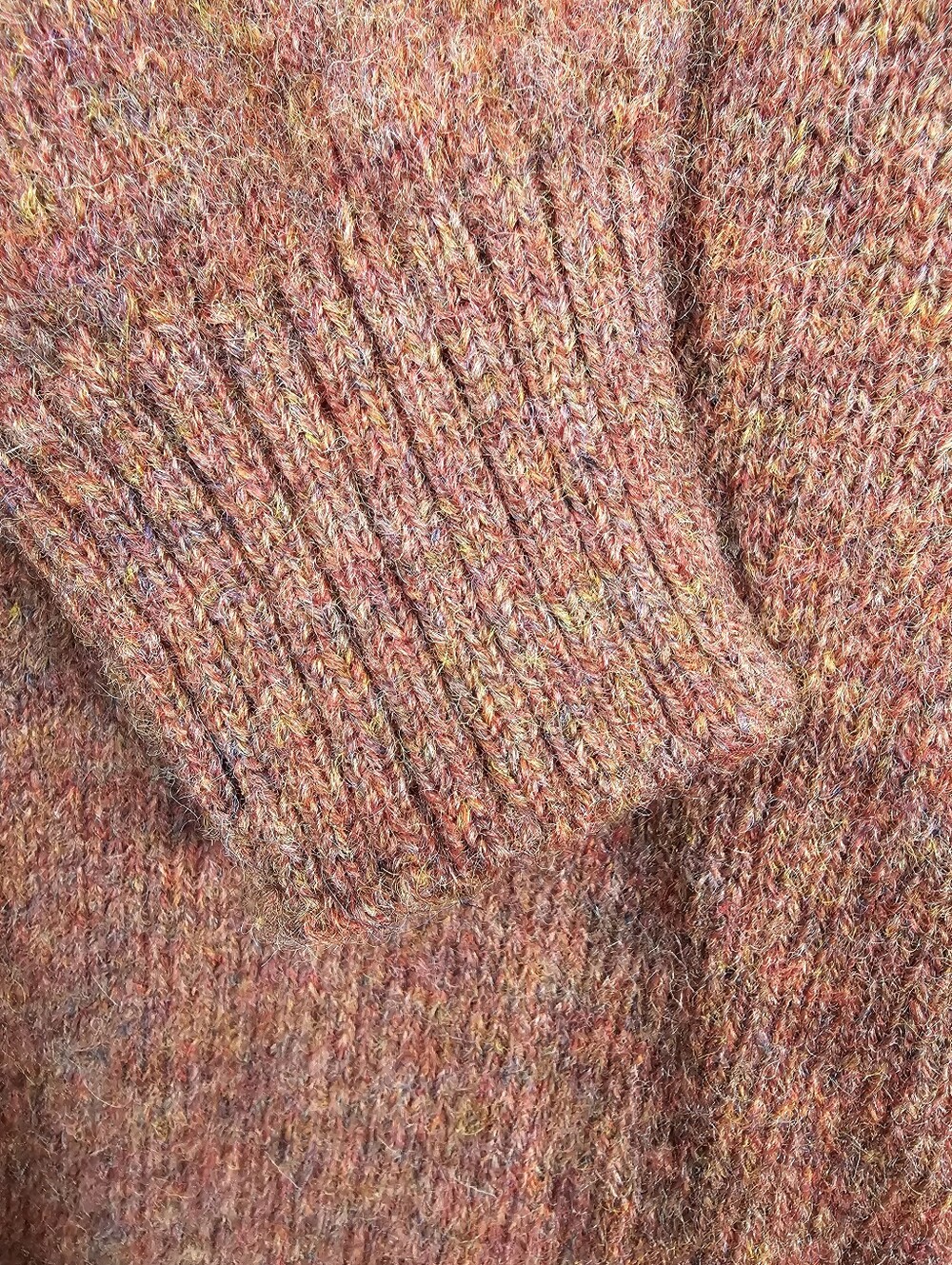 VTG Lands' End Mens M 38-40 Red Speckled Crewneck Sweater Shetland Wool Made UK - Picture 4 of 9